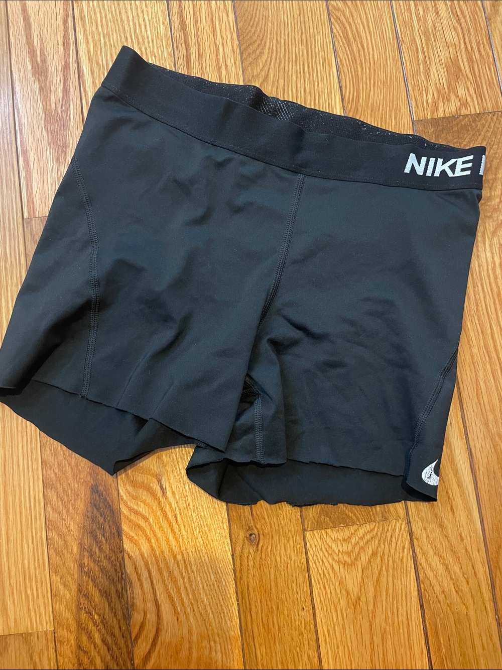Nike Black Women's Layered Active Bike Shorts with Branded Waistband